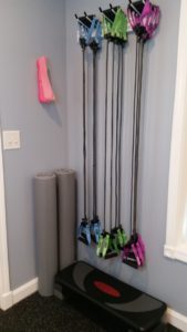 wall storage for exercise equipment